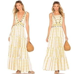 RARE Dodo Bar Or Revolve Alicia Tiered Maxi Dress No Mesh Tassel Summer Gown NWT